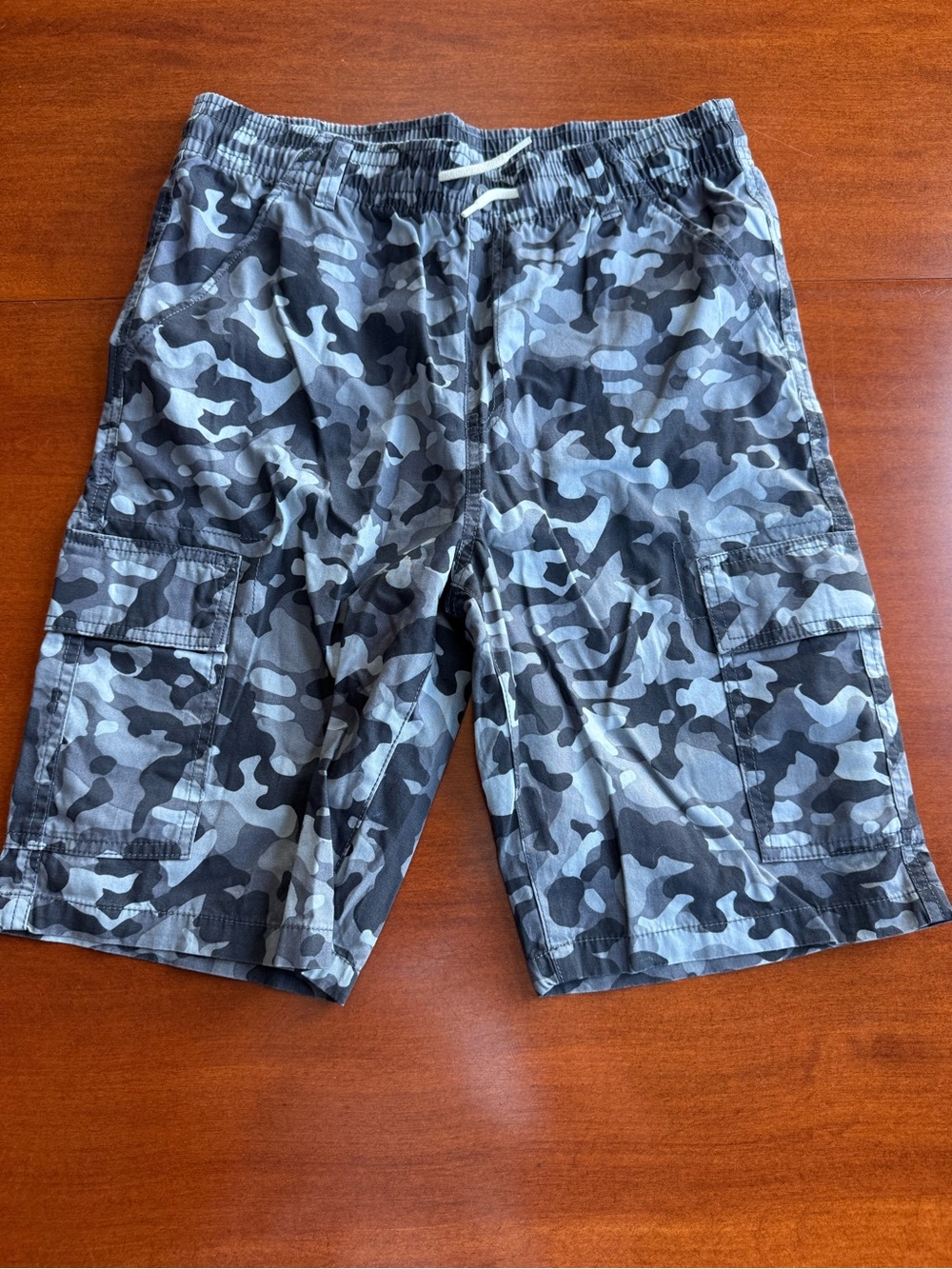 Boys Gray Camo Cargo Shorts